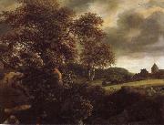 Jacob van Ruisdael Hilly Landscape with a great oak and a Grainfield oil painting artist